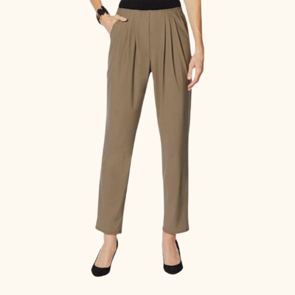WynneLayers Pleated Stretch Trouser Pants with Pockets   - sc0524B